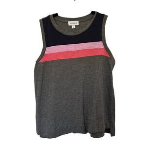 Evereve S Porter Gray Sporty Chic Tank Casual Lightweight Color Blocked Stripes